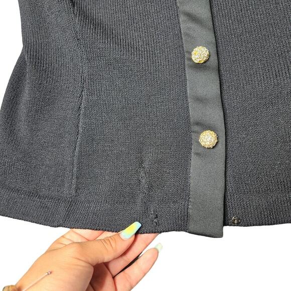 St. John Evening by Marie Gray Black Knit Wool Cardigan Size: 8 - Picture 5 of 8